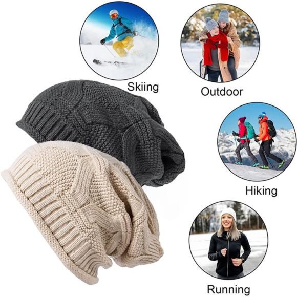 Senker Fashion 2 Pack Womens Slouchy Beanie Winter Knit Soft Hat for Women and M main image 4
